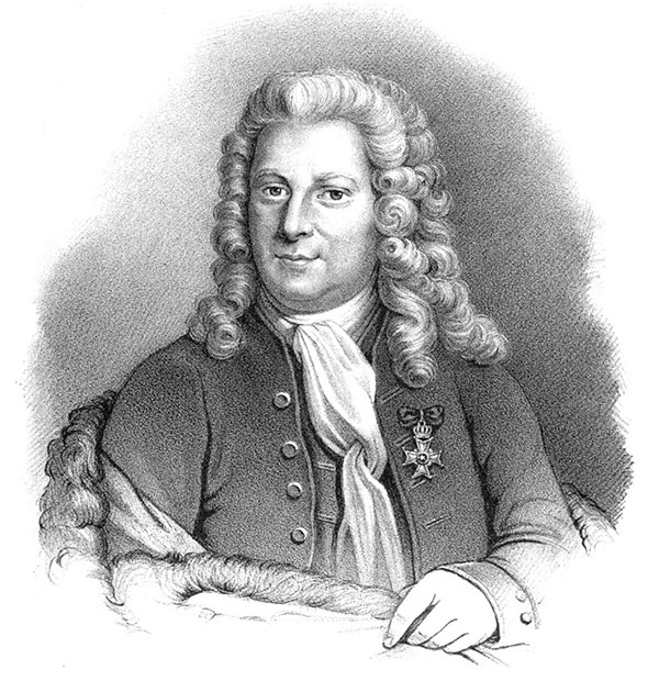 Porträtt av Jonas Alströmer i peruk och 1700-talsdräkt
